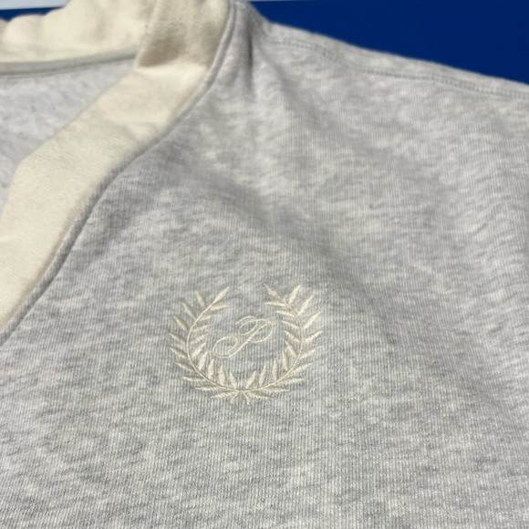 PINK VICTORIA’S SECRET PREMIUM FLEECE BOYFRIEND CARDIGAN GREY/CREAM SIZE SMALL - Picture 7 of 9